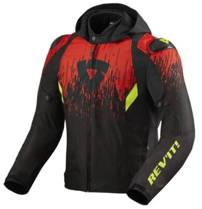 REV'IT QUANTUM 2 H2O BLACK BLACK RED WATERPROOF MOTORCYCLE JACKET SIZE XL - Picture 1 of 2