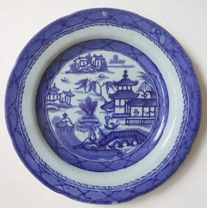 Antique Chinese Export Blue Plate 7 1/4" P7096 - Picture 1 of 2