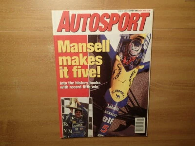 AUTOSPORT MAGAZINE 1992-Mansell Makes It Five-NIGEL COVER-Record Fifth Win - Image 1 of 3