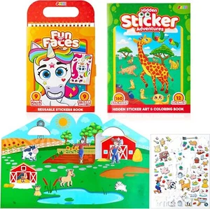 3 Pcs Reusable Sticker Book-Reusable Make a Face Sticker Book Toys for Kids - Picture 1 of 8