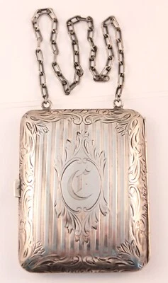 Cartera de Colección Plata Esterlina Bolsillo Compacto Monedero Bloc de Notas Cartera con Lápiz Grabado Foto 1 de 4