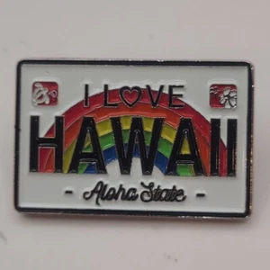 Targa miniatura frigorifero I Love Hawaii con magnete ricordo arcobaleno - Foto 1 di 4