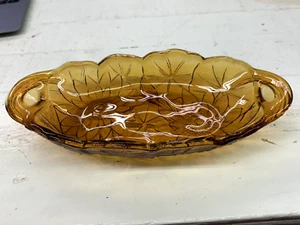 Vintage Indiana Glass Dahlia Amber Glass Nut or Candy Bowl - Picture 1 of 6