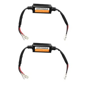 2x LED H1/H3 Headlight Canbus Error Free Anti Flicker Resistor Canceller Decoder - Picture 1 of 4