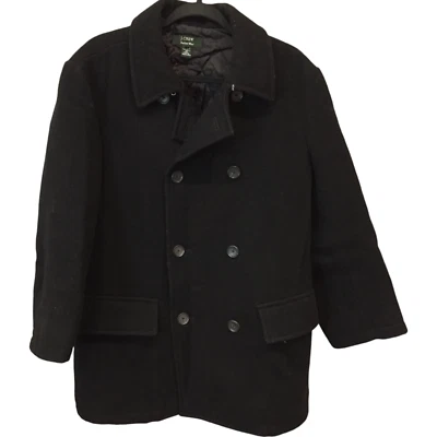 J Crew Peacoat Mens M Black Double Breasted Jacket 100% Italian Wool Coat - Image 1 of 4