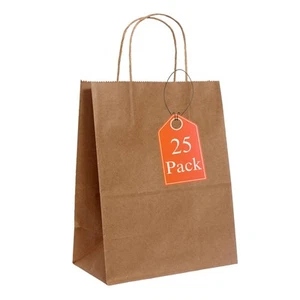 | 8 X 4.5 X 10.25 Inch | 25-Pack | Brown Gift Bags With Handles | Gift Bags M... - Picture 1 of 9