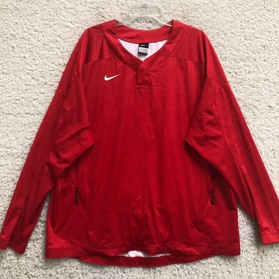 Chaqueta Nike 2XL Adulto Roja Cuello en V Cortavientos Manga Larga Pullover Béisbol Para Hombres Foto 1 de 4