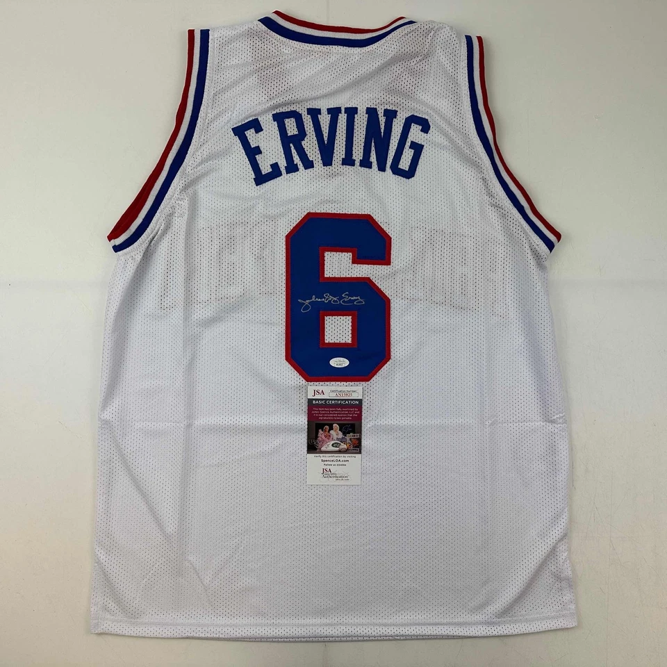 Autographed/Signed Julius Erving Dr. J Philadelphia White Jersey JSA COA - Image 1 of 4
