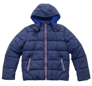 BODEN Boys Full Zip Puffer Winter Jacket 13-14Y Removable Hoodie Sherpa Lined - Picture 1 of 14