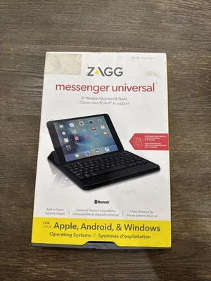 Zagg Messenger Universal 8" Wireless Bluetooth Keyboard & Stand Open Box - Image 1 of 4