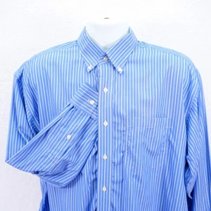 Jos A Bank Traveler's -16.5 - 33- Blue White Striped Collared Button Down - Picture 1 of 10