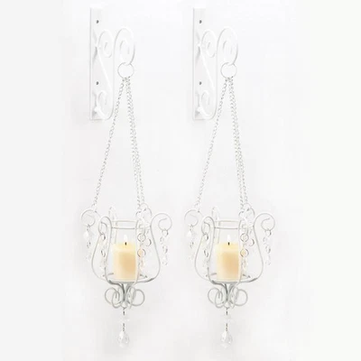 Aplique colgante sofisticado de vidrio de hierro blanco deslumbrante dúo Foto 1 de 3