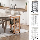 Multi-Use Kitchen Island Trolley w/ 4 Baskets 2 Side Racks Drawer Worktop