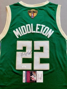 MILWAUKEE BUCKS- KHRIS MIDDLETON AUTOGRAPH #22 NBA FINALS JERSEY JSA CB31540 - Picture 1 of 4