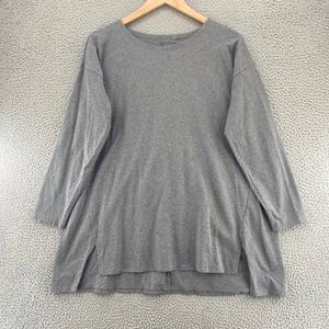 Top Eileen Fisher donna grande grigio erica tunica manica lunga maglione elasticizzato - Foto 1 di 11