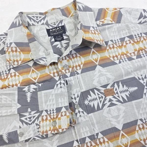 Ariat Pendleton Azteken graues langärmliges Westernhemd mit Knopfleiste XLarge für Herren - Bild 1 von 10