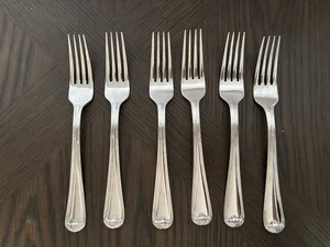 6 Gorham Winfield SPEISEGABELN glänzend Umriss Rand 18/8 Edelstahl Besteck 8" - Bild 1 von 9