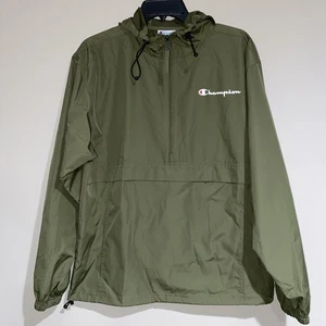 Champion Men’s Stadium Packable Jacket Script Logo Olive Green Windbreaker Sz Sm - Picture 1 of 10