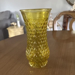 Amber Glass Flower Vase Vintage, 8" Tall, 3" Diameter - Picture 1 of 7