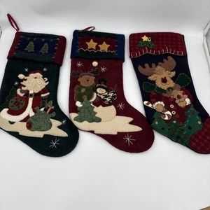3 Vintage Prima Creations Fleece Weihnachtsstrümpfe 2001 2004 Santa Hirsch Schneemann - Bild 1 von 15