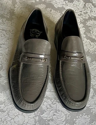 Винтажные новые глянцевые серые мокасины Florsheim, Невада, в коробке, размер 8 1⁄2 3E - Изображение 1 из 4