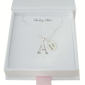 Collares De Letras, Plata 925 Y Cristal, Regalo Para Hermana, Mamá, Hija, Abuela - Imagen 1 de 11