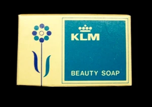 VINTAGE WERBUNG KLM AIRLINES ~ REISE MINI SEIFE ~ UNBENUTZT - Bild 1 von 2