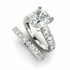 925 Sterling Silver 4 Ct Round Simulated Diamond Solitaire Gift Bridle Ring Set
