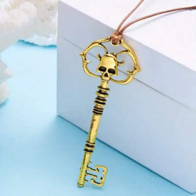 Collar Colgante Mágico Pirata Amor Suerte Negro Joyería Oro Llave Calavera De Colección Foto 1 de 4