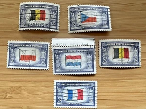 US Stamps Scott #909, 910, 913-915 Overrun Occupied Countries Used Overprint - Picture 1 of 2