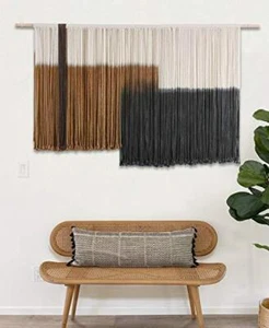 Macrame Wall Hanging Large Dip Dye Tapestry Fiber Wall Art Boho Bedroom Décor - Picture 1 of 6