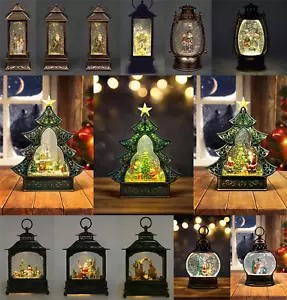 More details for christmas decorations water spinner light up led snow globe xmas scene lantern