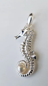 Silberpfeil Anhänger 925ér Silber "Seepferdchen mit Perle" Ostsee Nordsee TOP