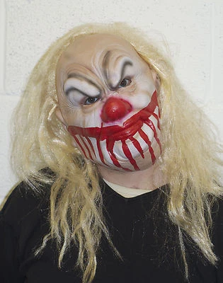 Smiley The Killer Clown Maschera Con Biondo Parrucca Lattice Costume Halloween - Immagine 1 di 2