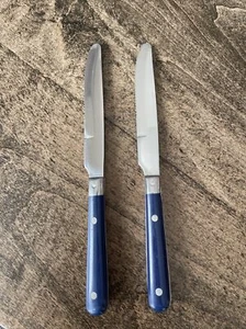 2 Knives Carnival NAVY BLUE Stainless Thailand Flatware Vintage Polished - Picture 1 of 7