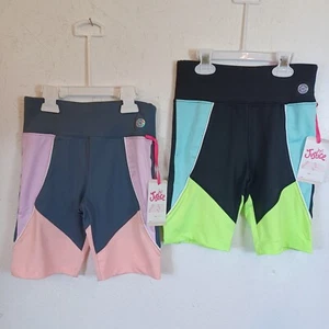 2x Justice Girls Bike Shorts-10-Multi Color-Stretch - Picture 1 of 6