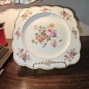 1 Plato de Ensalada Royal Bayreuth 8" Dresden Cuadrado Festoneado Floral Baviera - Imagen 1 de 8