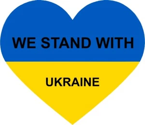 2x WE STAND WITH UKRAINE VINYL CAR VAN IPAD LAPTOP PEACE STICKER FLAG WAR a005 - Picture 1 of 1