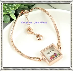 18K Rose Gold Plated Glass Case Bracelet made with Multicolor Swarovski crystals - Picture 1 of 6