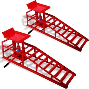 Red Auto Car Truck Service Ramps Lifts, Automotive Hydraulic Lift 2 Pack ,5 Ton - Picture 1 of 5