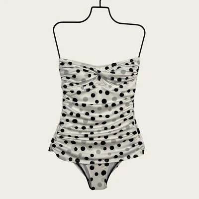 Traje de baño Jantzen talla 8 sin tirantes corbata de una pieza forrado a lunares blanco y negro Foto 1 de 4