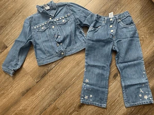 Vintage Gymboree Girls 2001/2002 Denim Jacket & Jeans Set Size 5 - Picture 1 of 7
