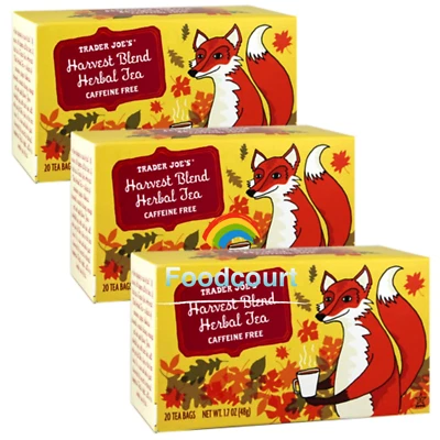 3 x Trader Joe's Harvest Blend Herbal Tea Caffeine Free 20ct 1.7oz,Total 60 bags - Image 1 of 4