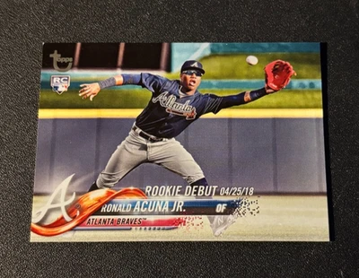 Actualización Topps 2018 Ronald Acuña Jr. Vintage Stock Rookie 89/99 #US252 Braves Foto 1 de 2