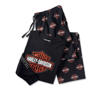 Juego de pijama de manga larga genuino Harley-Davidson para hombre barra y escudo 96115-25VM Foto 1 de 4