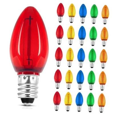C7 Colored Light Bulbs, Led Night Light Bulbs Multicolor 25 Pack Outdoor  - Image 1 of 4