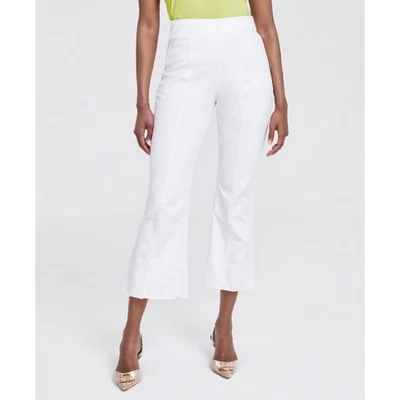 Pantalones para mujer INC International Concepts 6 blancos brillantes cortos acampanados tiro alto elegantes Foto 1 de 4