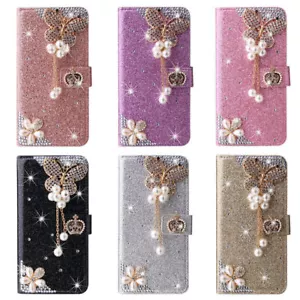 Luxury Glitter Butterfly Wallet Cover Case For 15 14 13 12 11 Pro Max XS XR 7 8 - Picture 1 of 18
