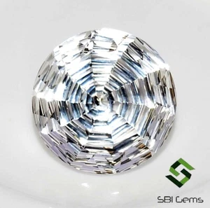 17x17 mm Natural White Topaz Round Fancy Concave Cut 14.89 CTS Faceted Gemstone - Picture 1 of 11