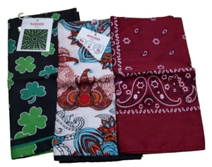 3PK Bandanas Wine Paisley, St. Patricks Theme, African Safari Theme #MOD - Picture 1 of 1